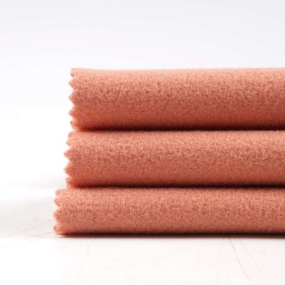 Manufactory wholesale vogue plain outerwear pink polyester knit fleece fabric supplier brushed